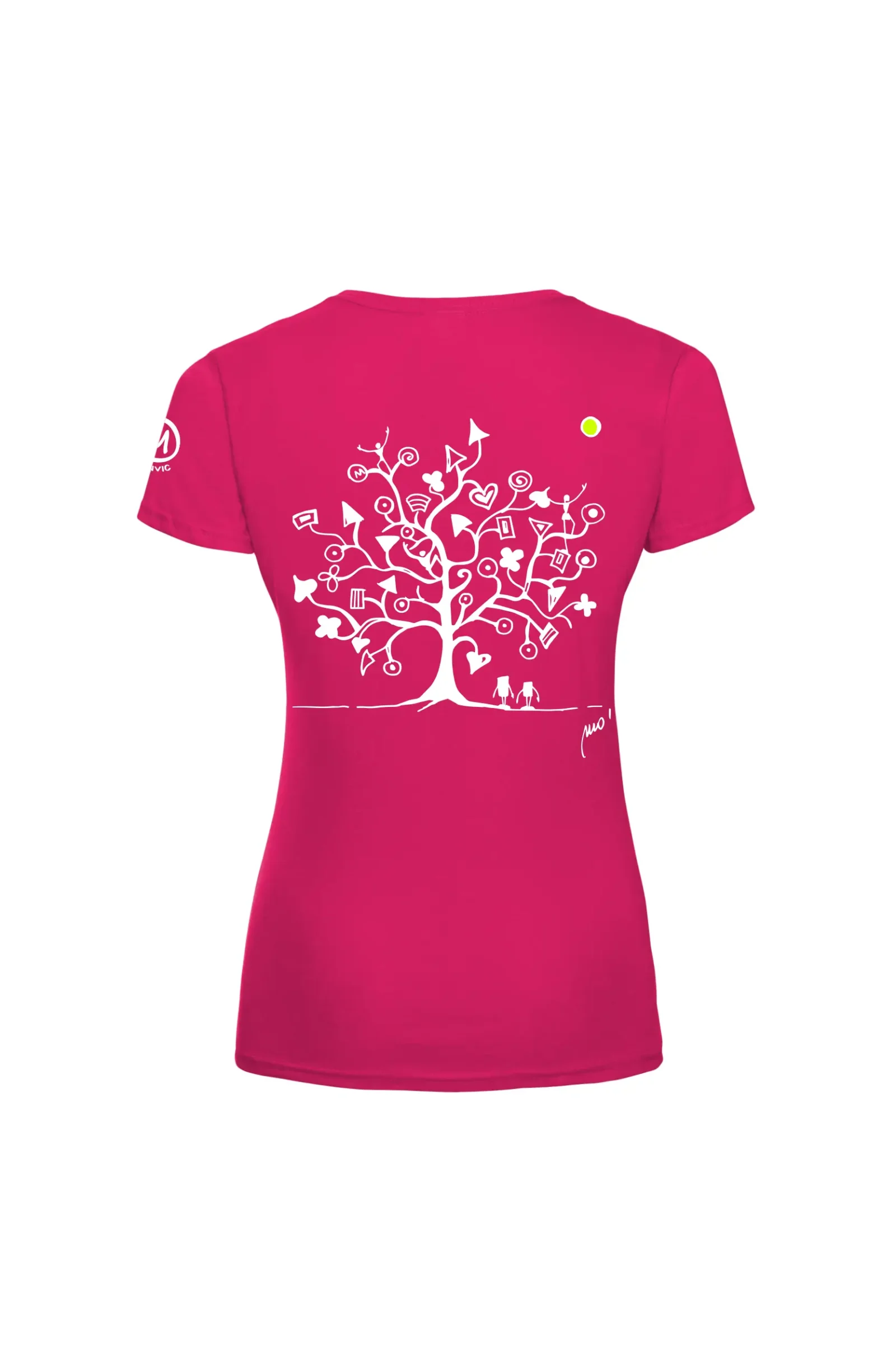Women's climbing t-shirt - fuchsia cotton - "Magic Tree" graphic -SHARON MONVIC
