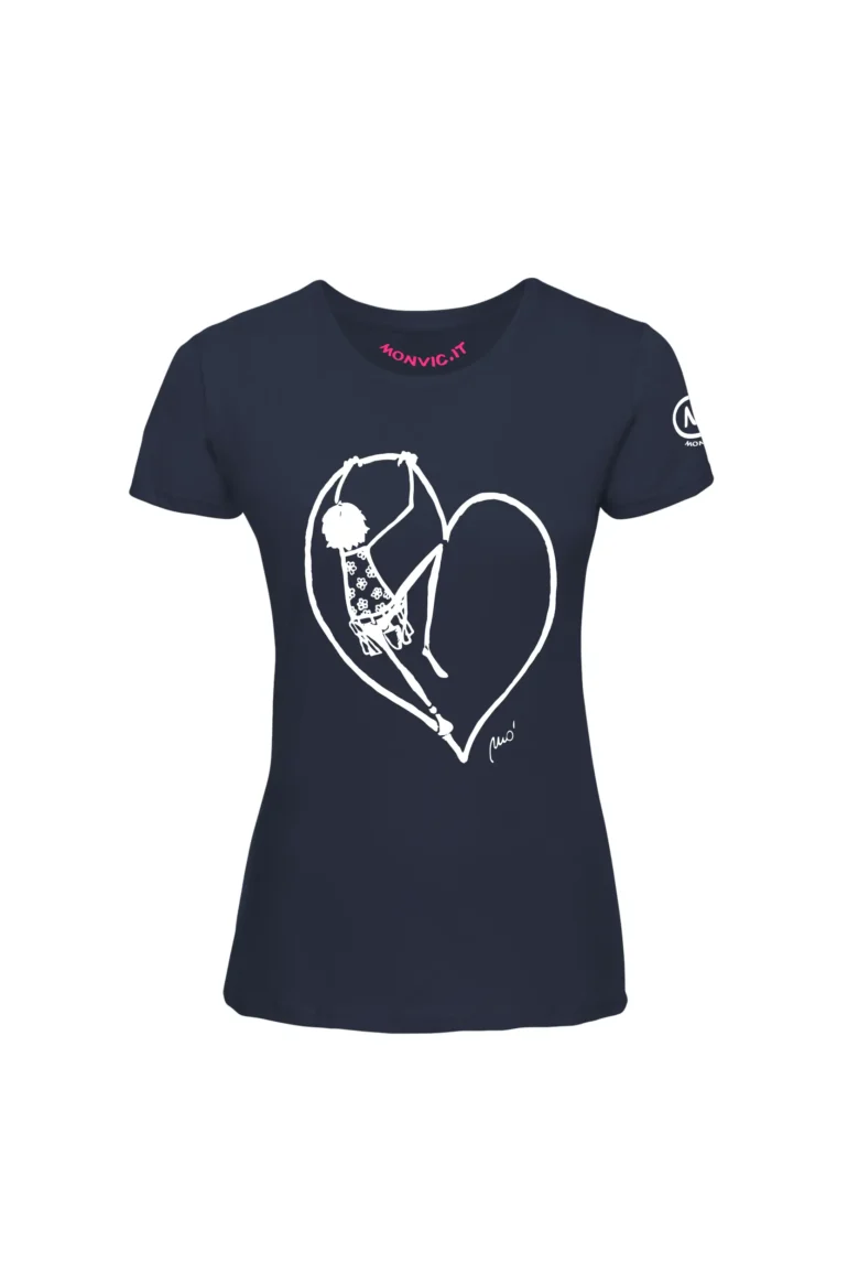 T-shirt arrampicata donna - cotone blu navy - grafica "Pina" - SHARON by MONVIC