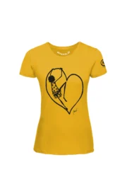 Women's climbing t-shirt - yellow cotton - "Pina" graphic - SHARON by MONVIC