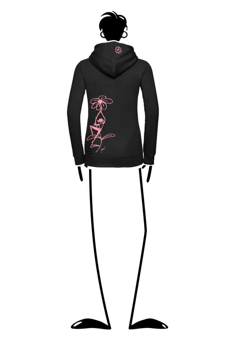 Felpa con cappuccio da donna - nero - grafica "Carla" - FEDRA MONVIC