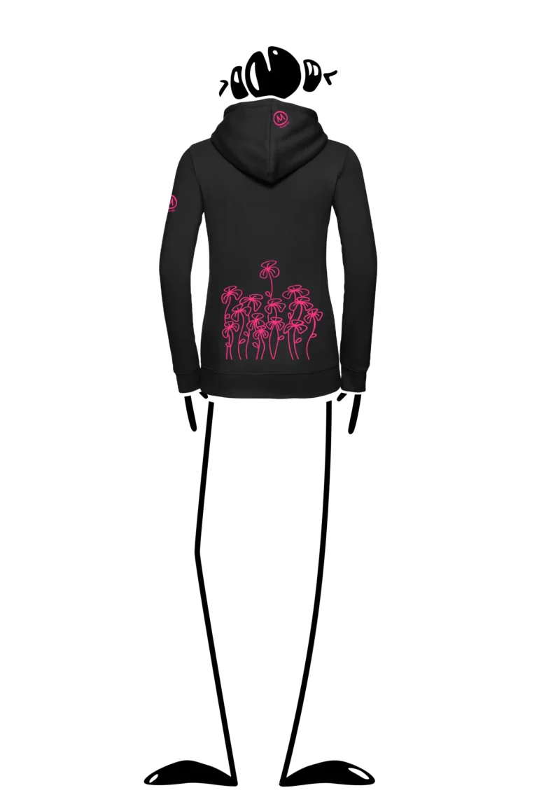 Women's zip hoodie - black - "Trifoglini" graphics - FEDRA ZIP MONVIC