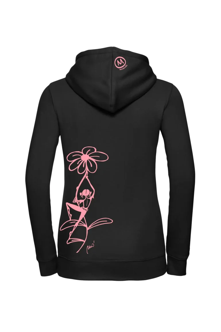 Women's hoodie - black - "Carla" graphics - FEDRA MONVIC