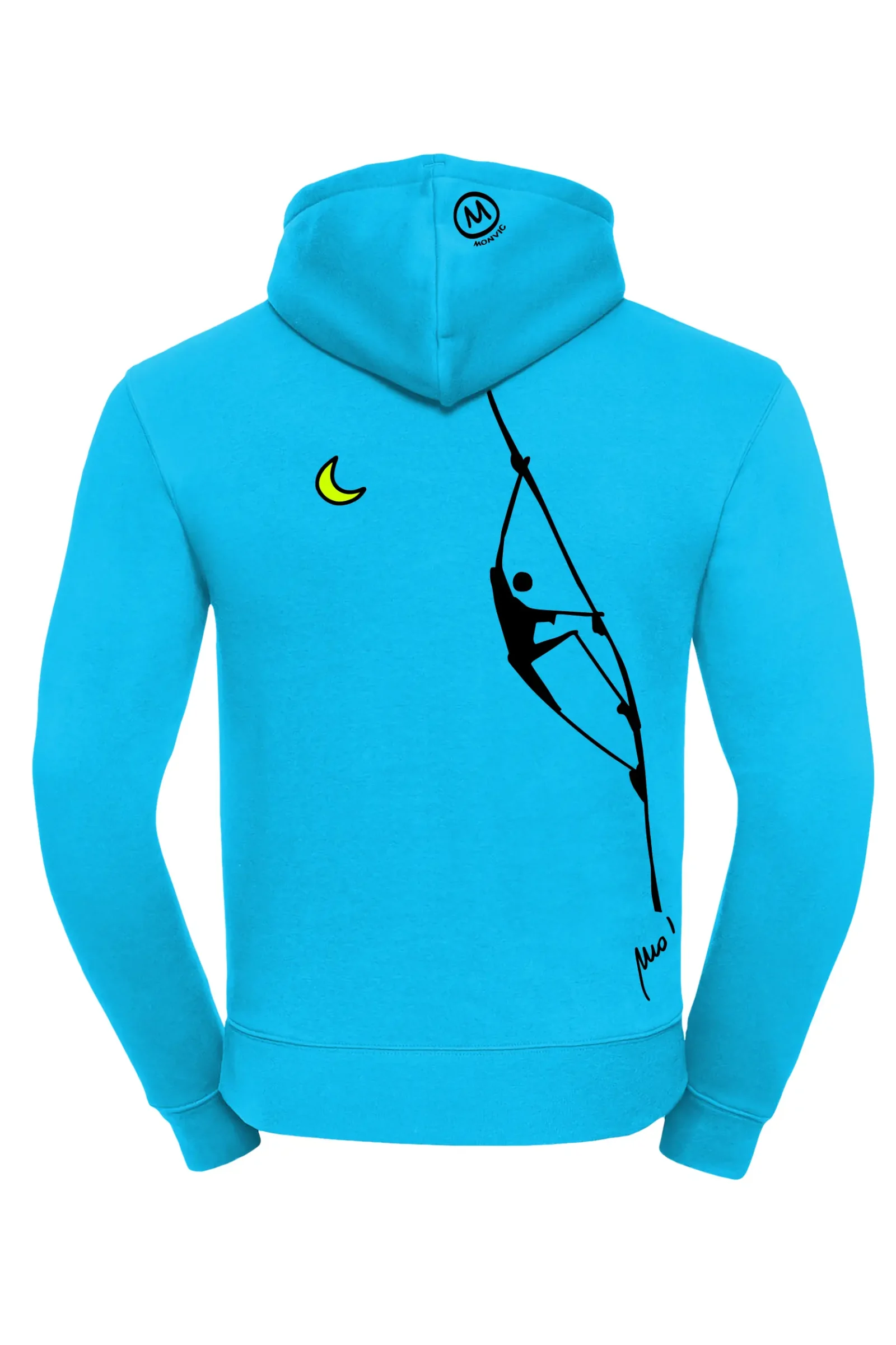 Men's / unisex hoodie - light blue - "Teba" climbing graphics - NAVAJO MONVIC