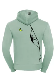 Men's / unisex hoodie - sage green - "Teba" climbing graphics - NAVAJO MONVIC