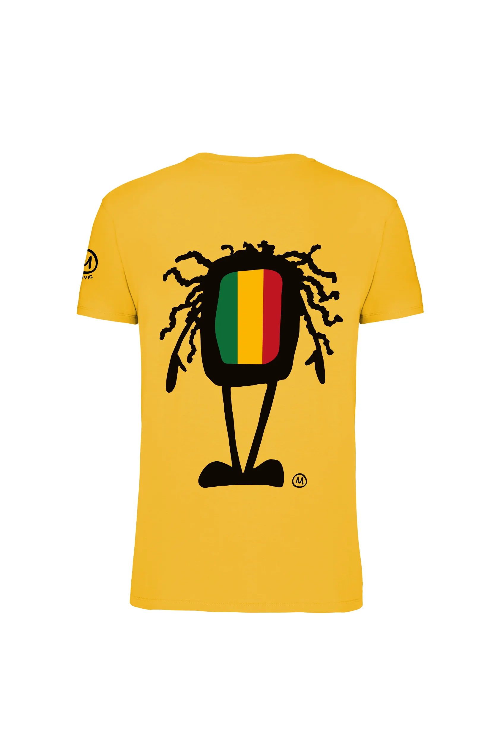 t-shirt arrampicata uomo RASTA - cotone organico giallo - HASH MONVIC retro Men’s climbing t-shirt "Rasta" crashpad HASH ORGANIC - Image 1