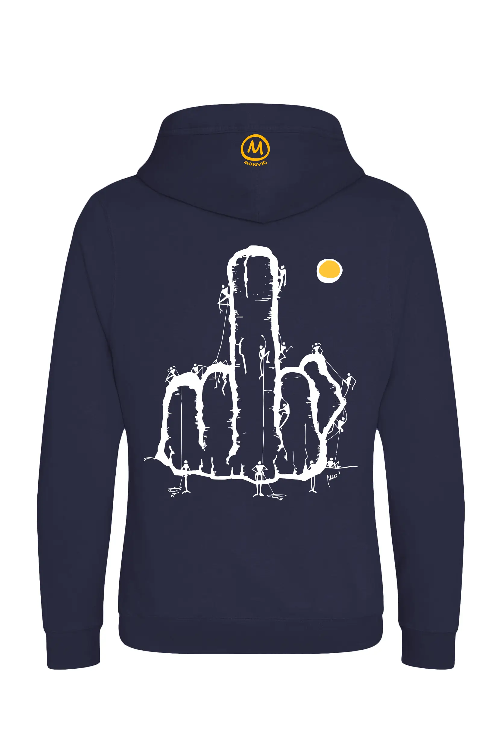 Unisex climbing hoodie - navy blue - "Fuck the system" graphics - NAVAJO PRO MONVIC