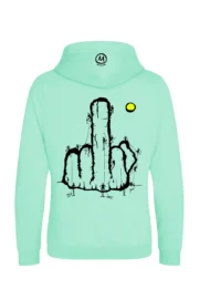 Unisex climbing hoodie - aqua green - "Fuck the system" graphics - NAVAJO PRO MONVIC