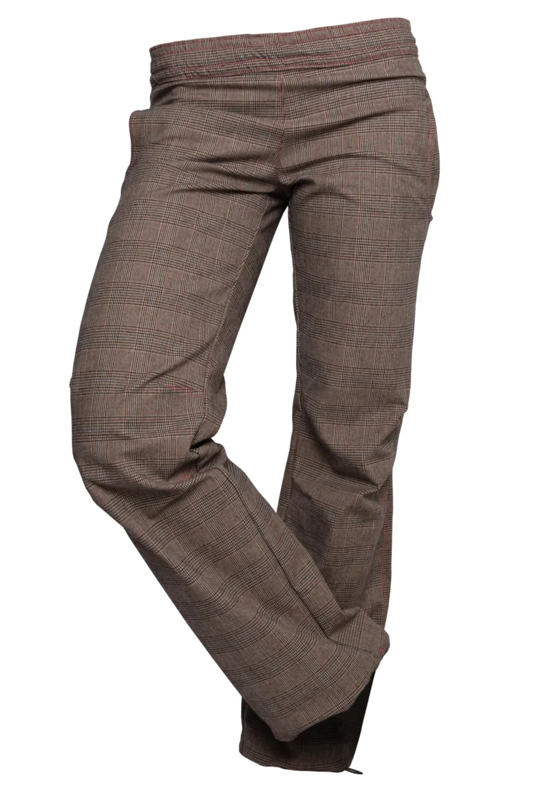 Women's checked trousers - beige / sand / brown Q1 - VIOLET Monvic