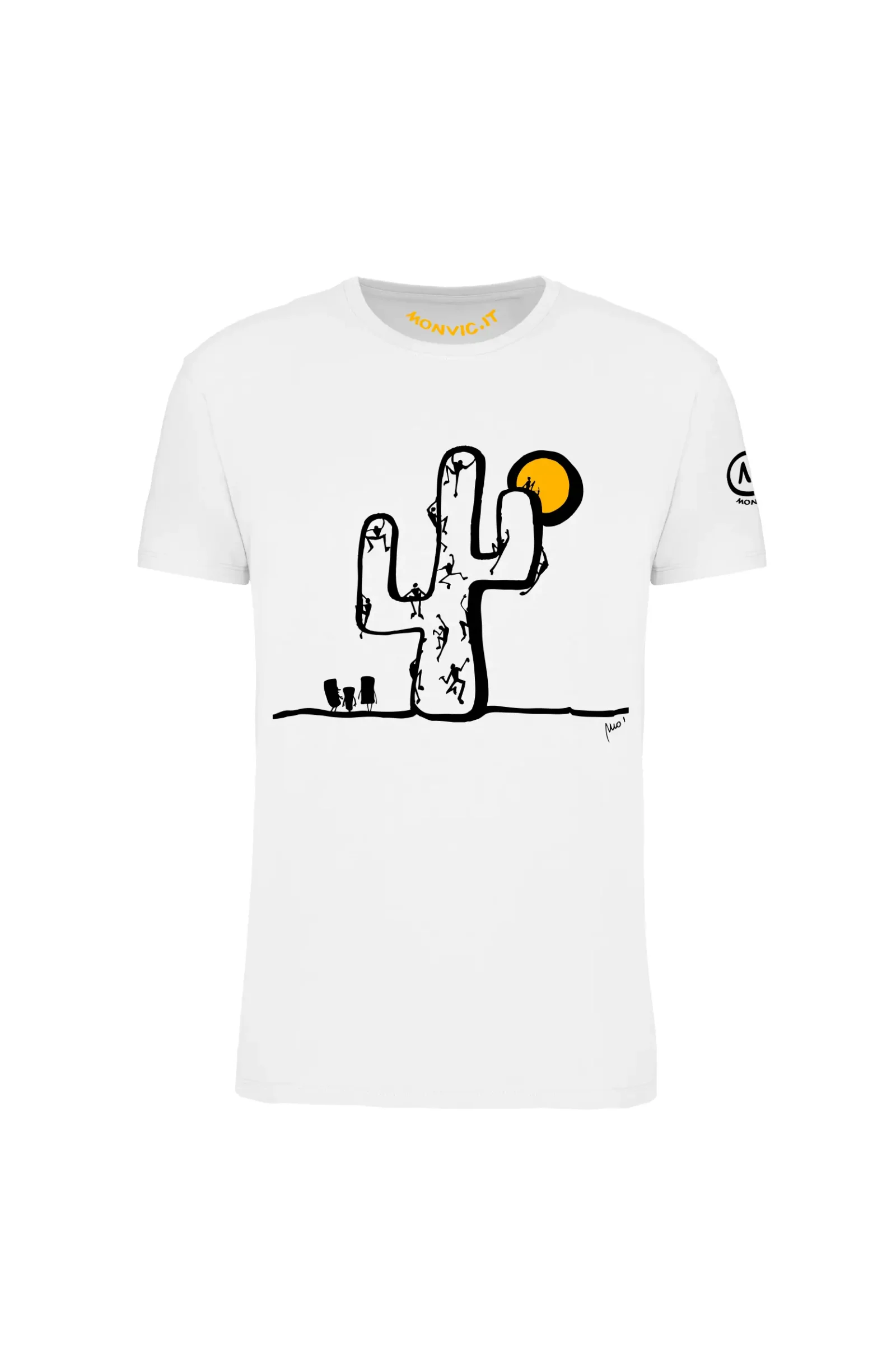 T-shirt arrampicata uomo - cotone organico bianco - "Cactus" - HASH ORGANIC MONVIC