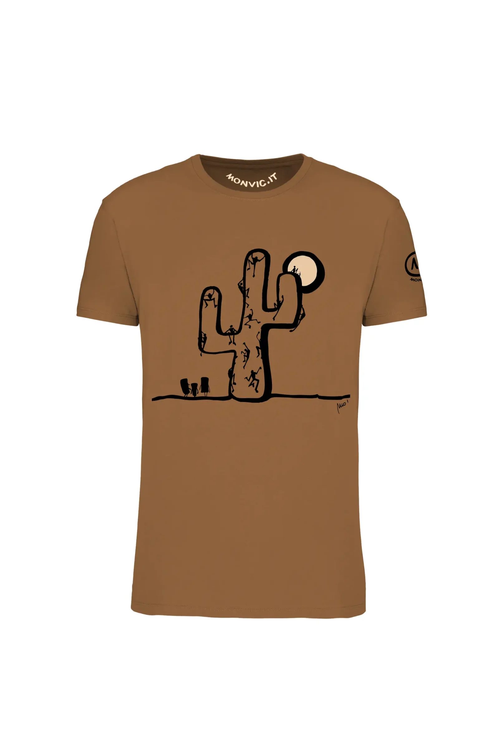 T-shirt arrampicata uomo - cotone organico marrone - "Cactus" - HASH ORGANIC MONVIC
