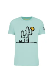 T-shirt arrampicata uomo - cotone organico verde acqua - "Cactus" - HASH ORGANIC MONVIC