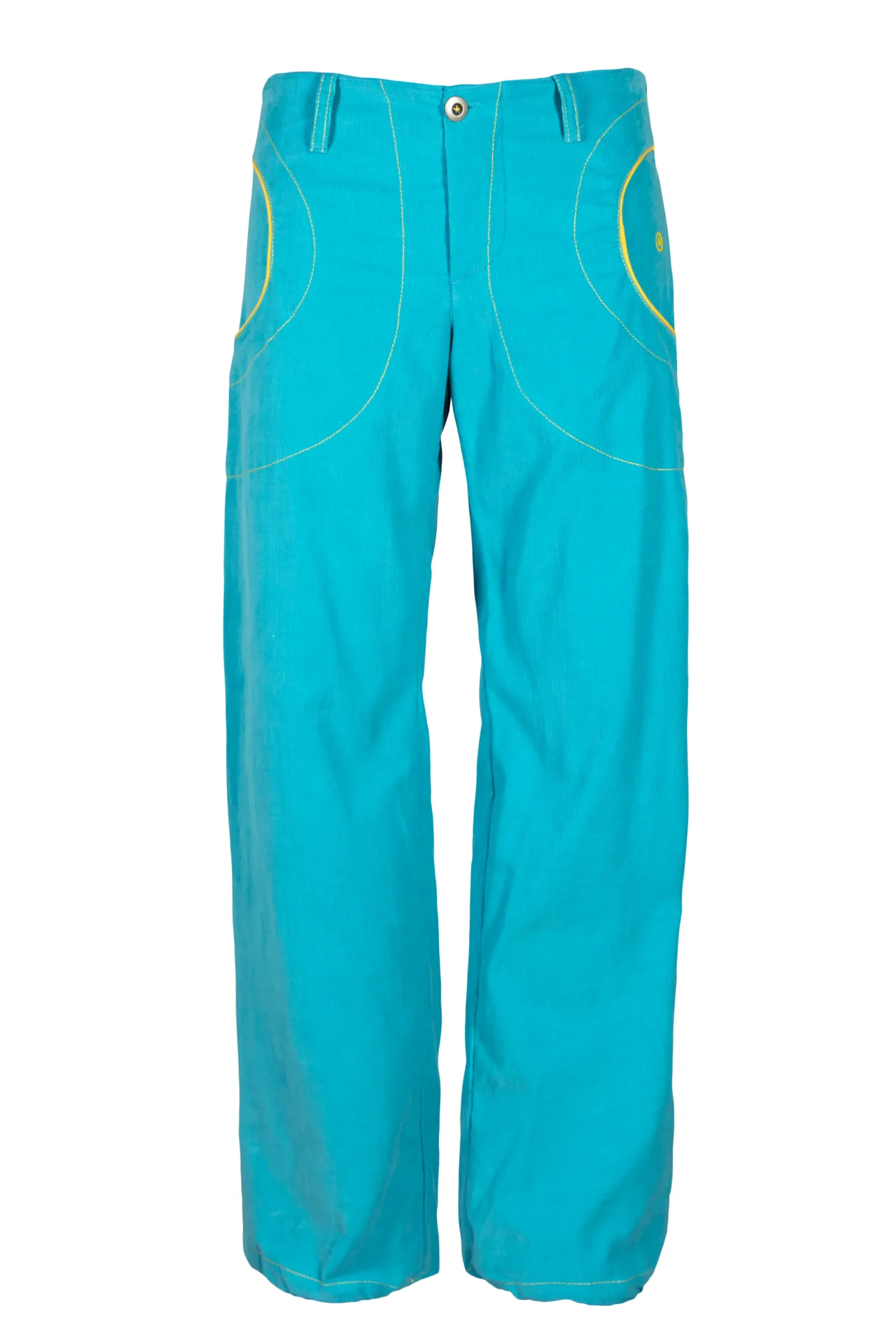 Women's climbing trousers in turquoise velvet - KATY MONVIC
