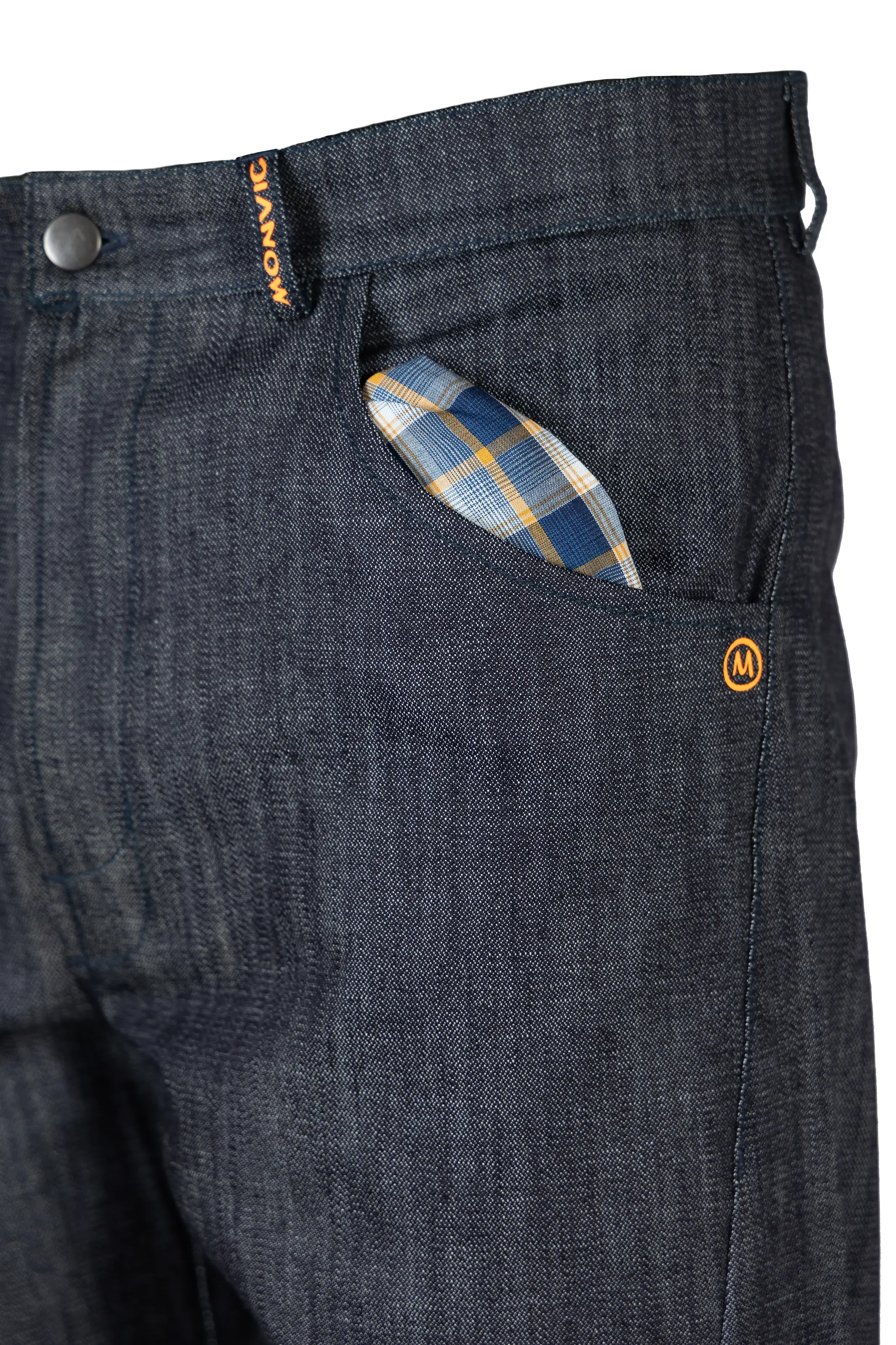 Jean homme coupe ample en denim surpiqûres bleues - GEO Monvic