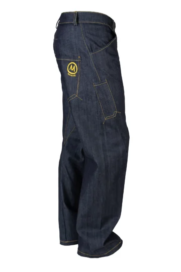 Men's loose fit denim jeans with yellow stitching - GEO Monvic