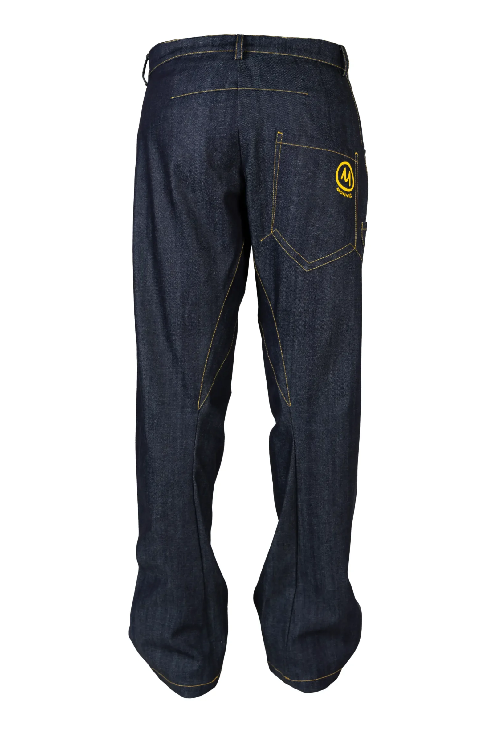 Men's loose fit denim jeans with yellow stitching - GEO Monvic
