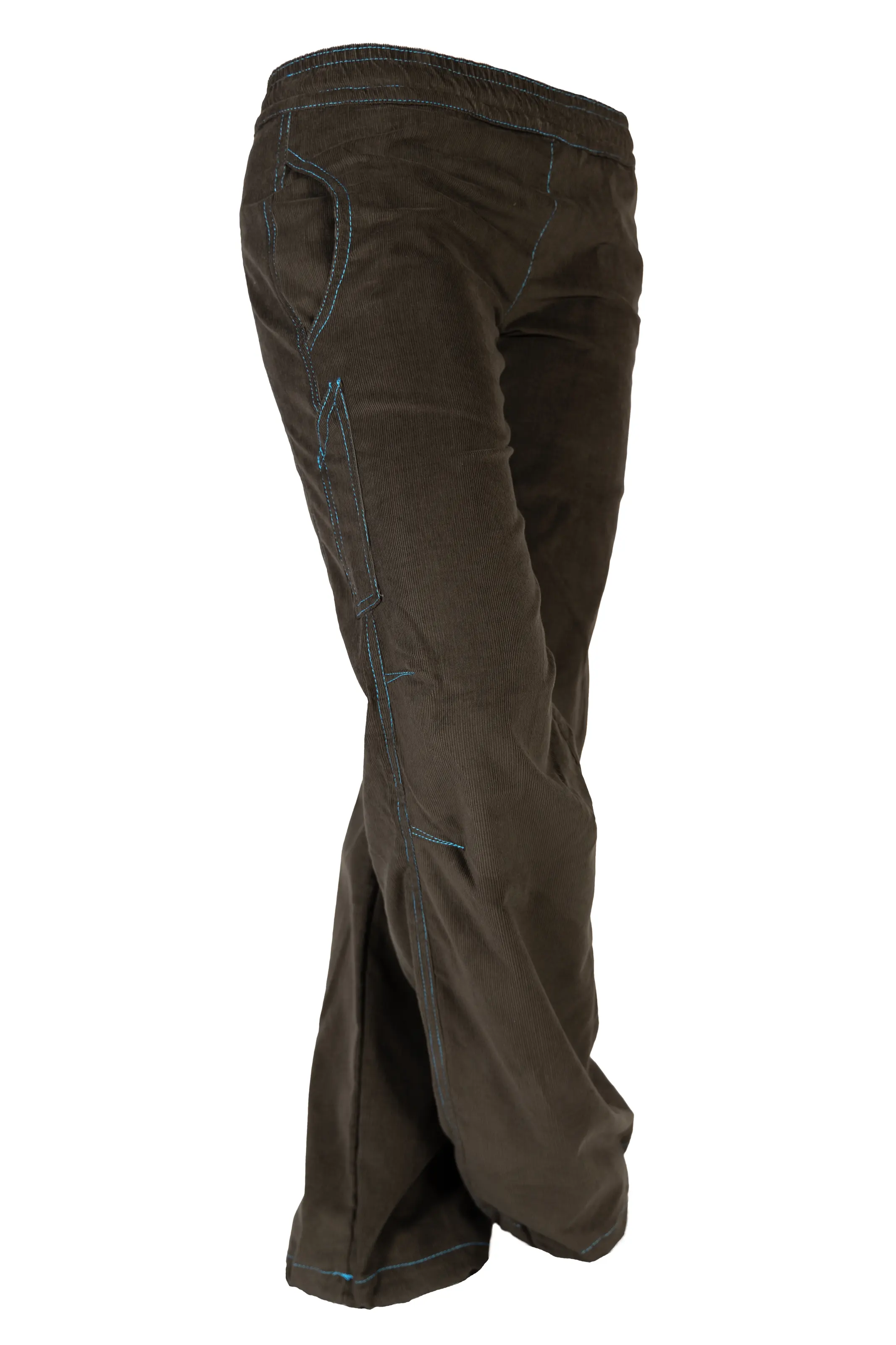 Pantalon en velours côtelé fin pour femme marron foncé - VIOLET VELVET Monvic