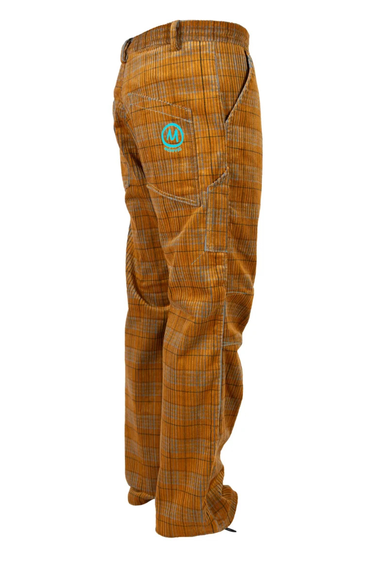 Men's medium orange checked corduroy trousers - GRILLO Monvic