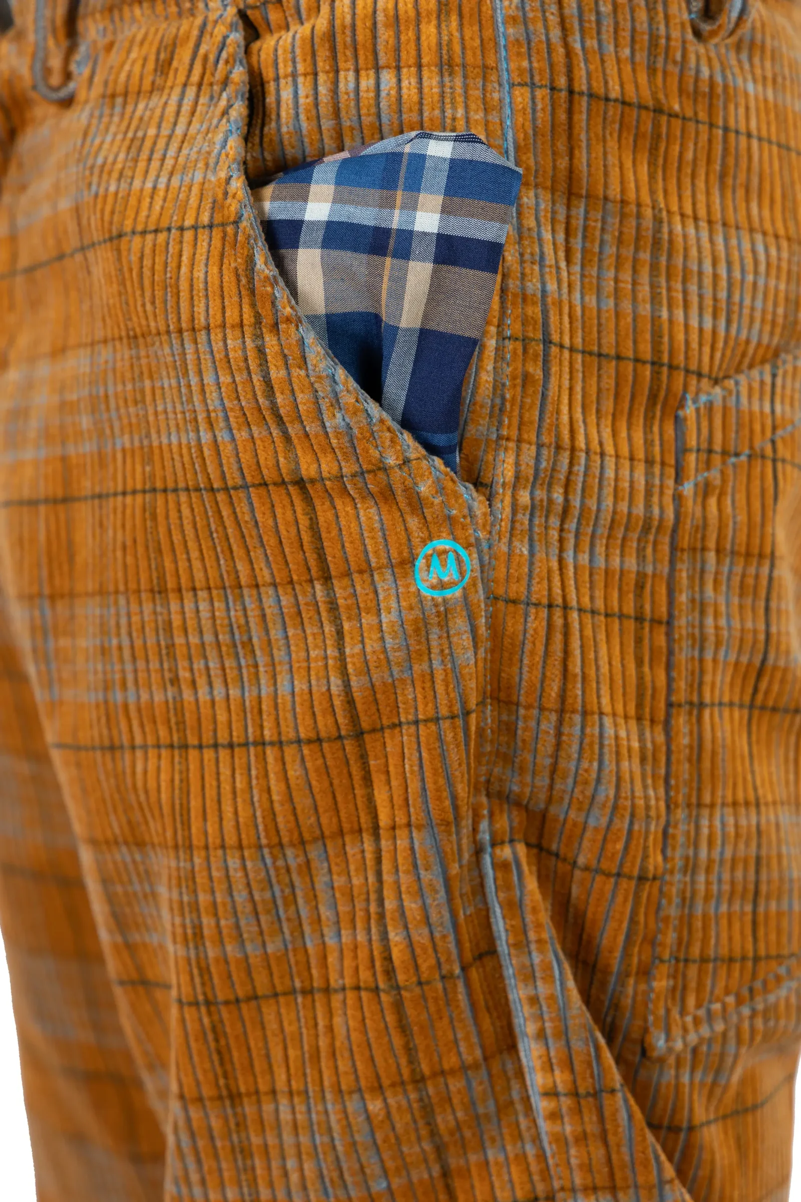 Men's medium orange checked corduroy trousers - GRILLO Monvic