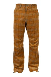 Men's medium orange checked corduroy trousers - GRILLO Monvic