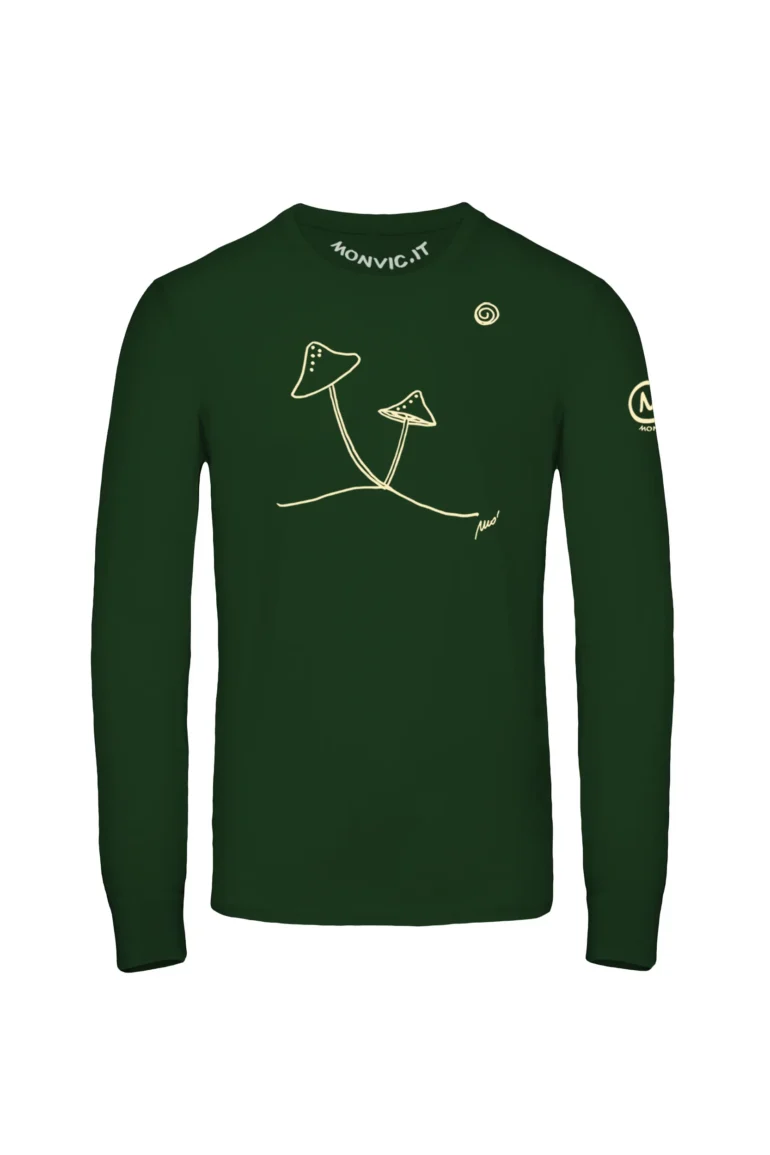 Maglia maniche lunghe uomo - verde foresta - funghetti - Mushrooms - JUMA - Monvic