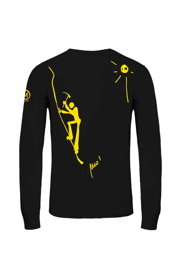 T-shirt a maniche lunghe nera da uomo - rock climbing - JUMA Monvic