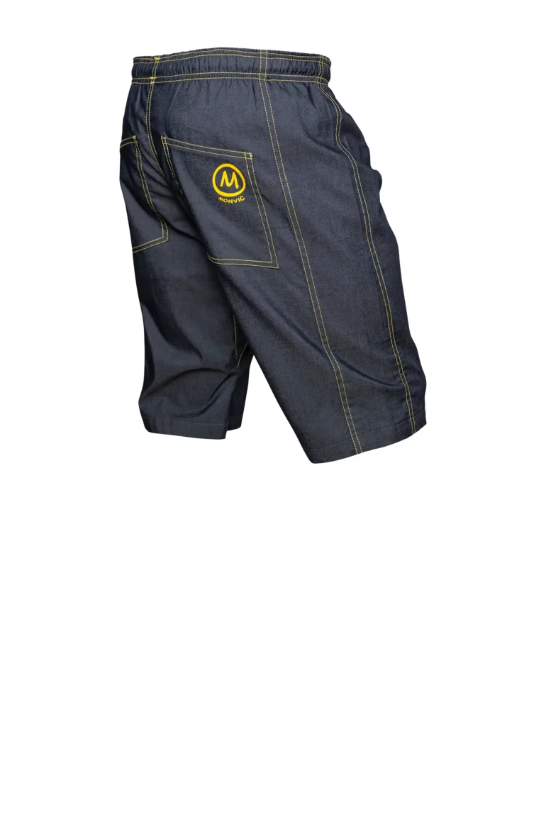 Men's lightweight climbing jeans shorts - yellow thread - SHORTY Monvic