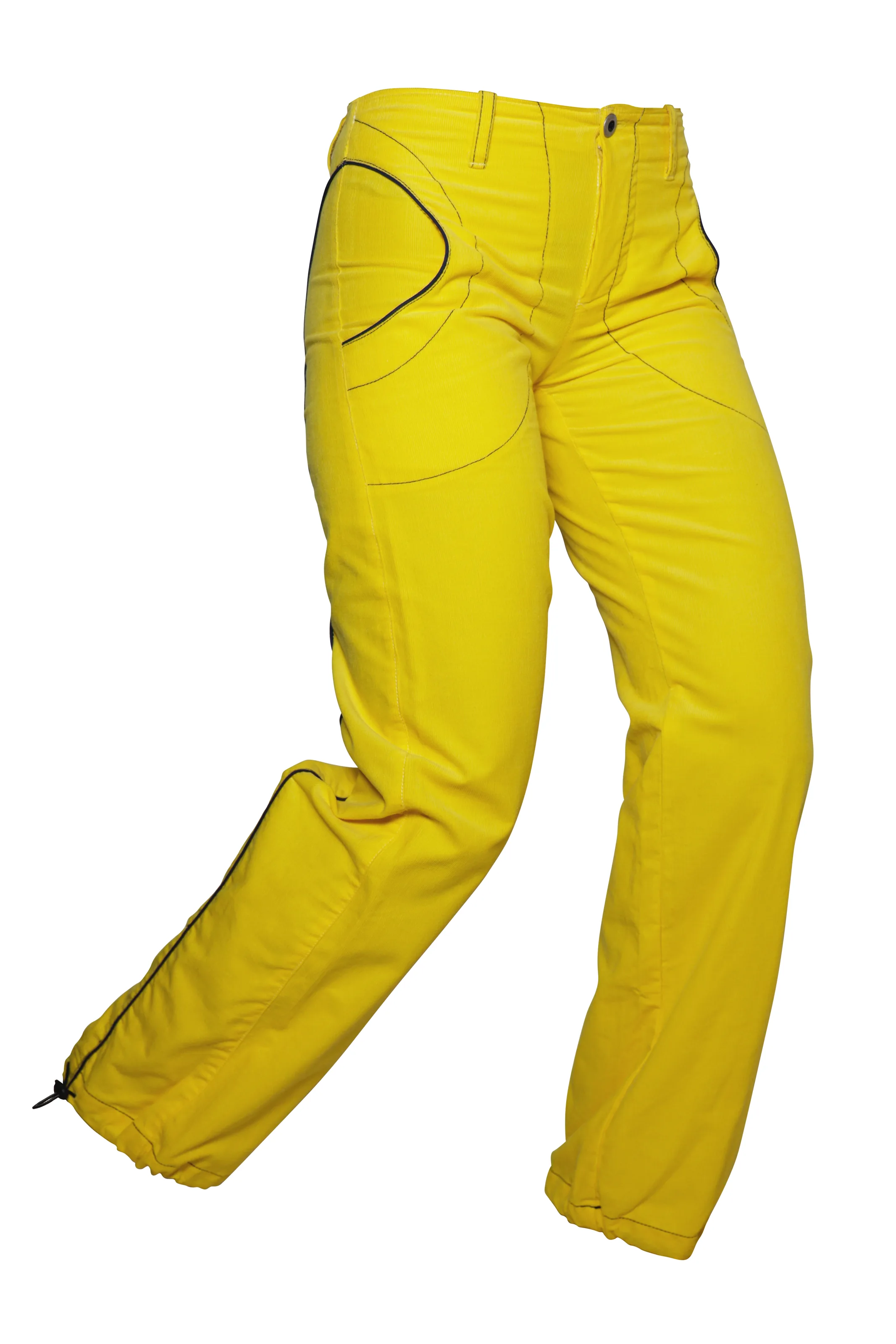 Women's yellow fine corduroy climbing trousers - KATY VELVET Monvic