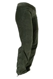 Pantalon en velours prince de Galles vert militaire pour femme - VIOLET VELVET Monvic