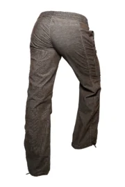 Women's brown melange fine velvet trousers - VIOLET VELVET Monvic