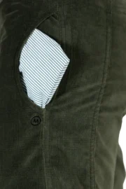 Women's military green Prince of Wales velvet trousers - VIOLET VELVET Monvic