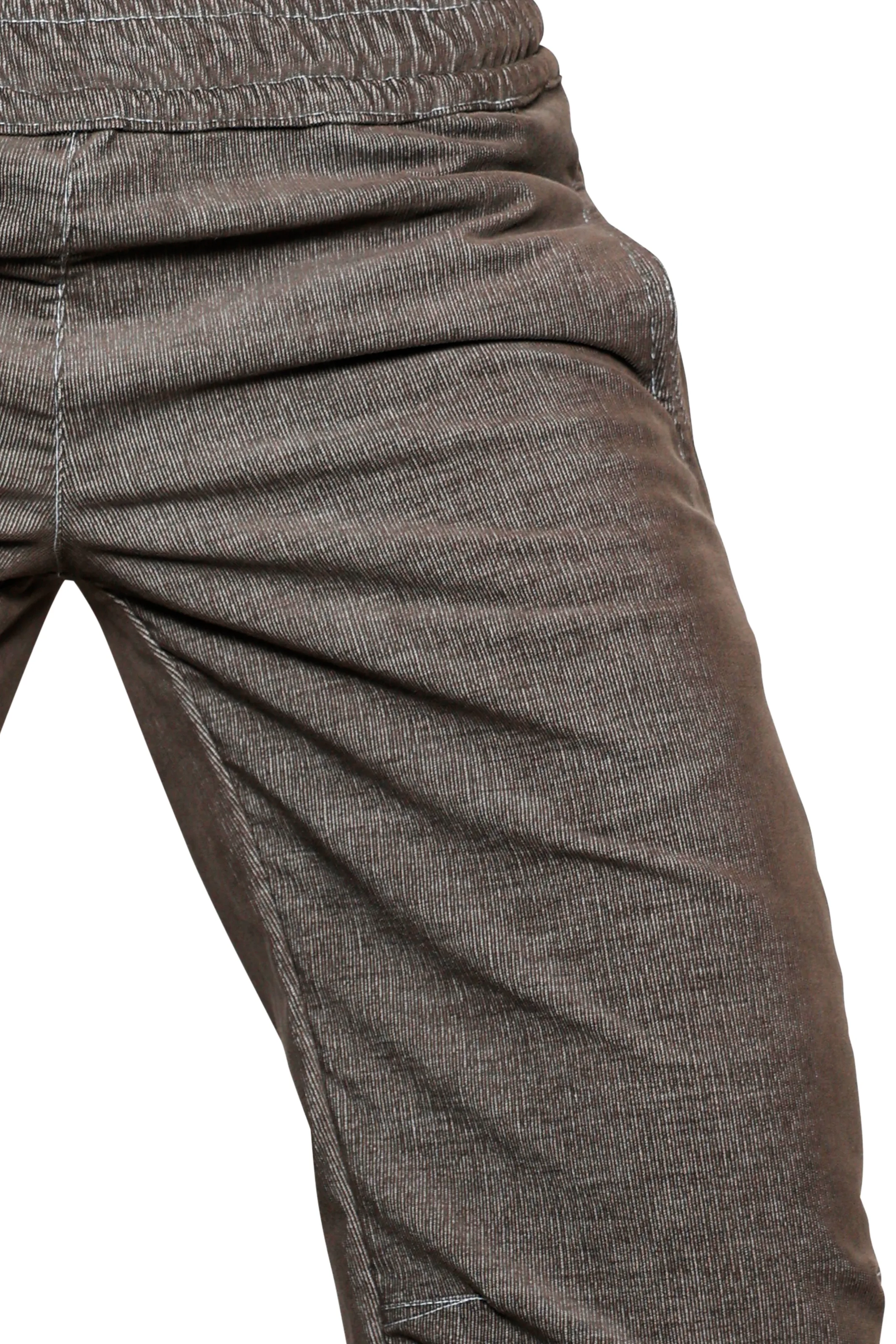 Women's brown melange fine velvet trousers - VIOLET VELVET Monvic