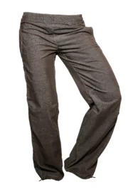 Women's brown melange fine velvet trousers - VIOLET VELVET Monvic