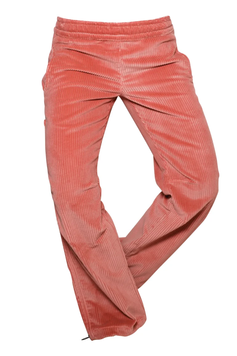 Pantalone in velluto coste medie da donna per arrampicata - rosa pesca - VIOLET VELVET Monvic