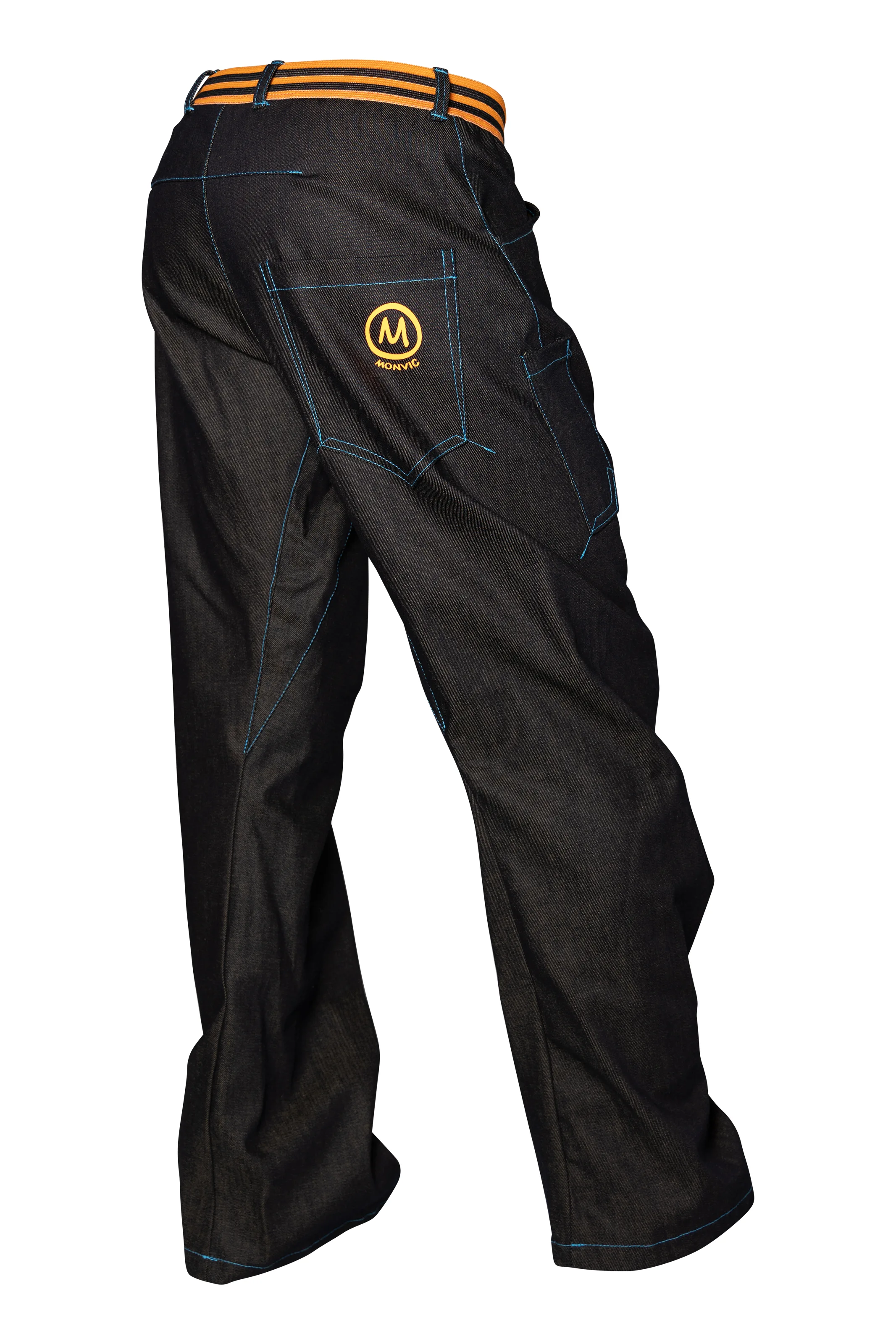 Climbing jeans loose fit with elastic waist - heavy denim - GEO STRIPES Monvic