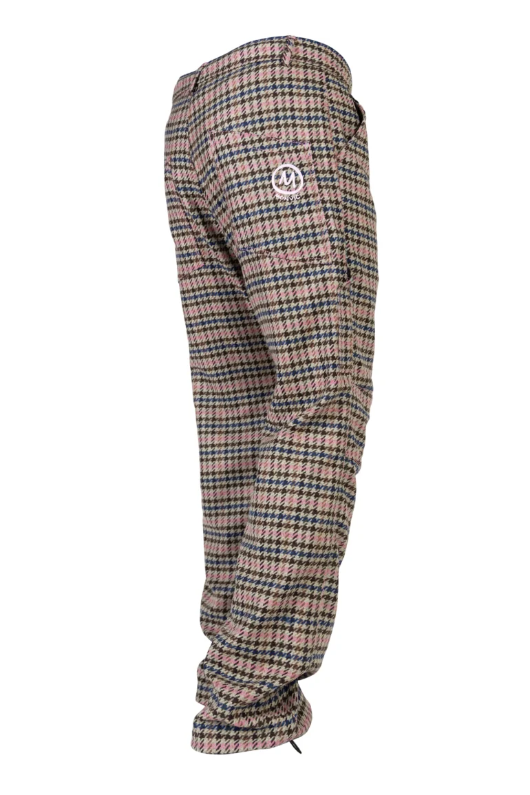 Pantalon en laine pied-de-poule sportif rose – BILLY 2 UNICO Monvic