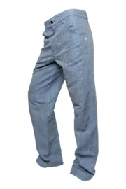 Pantalon homme en denim et lin - bleu ciel GEO MONVIC