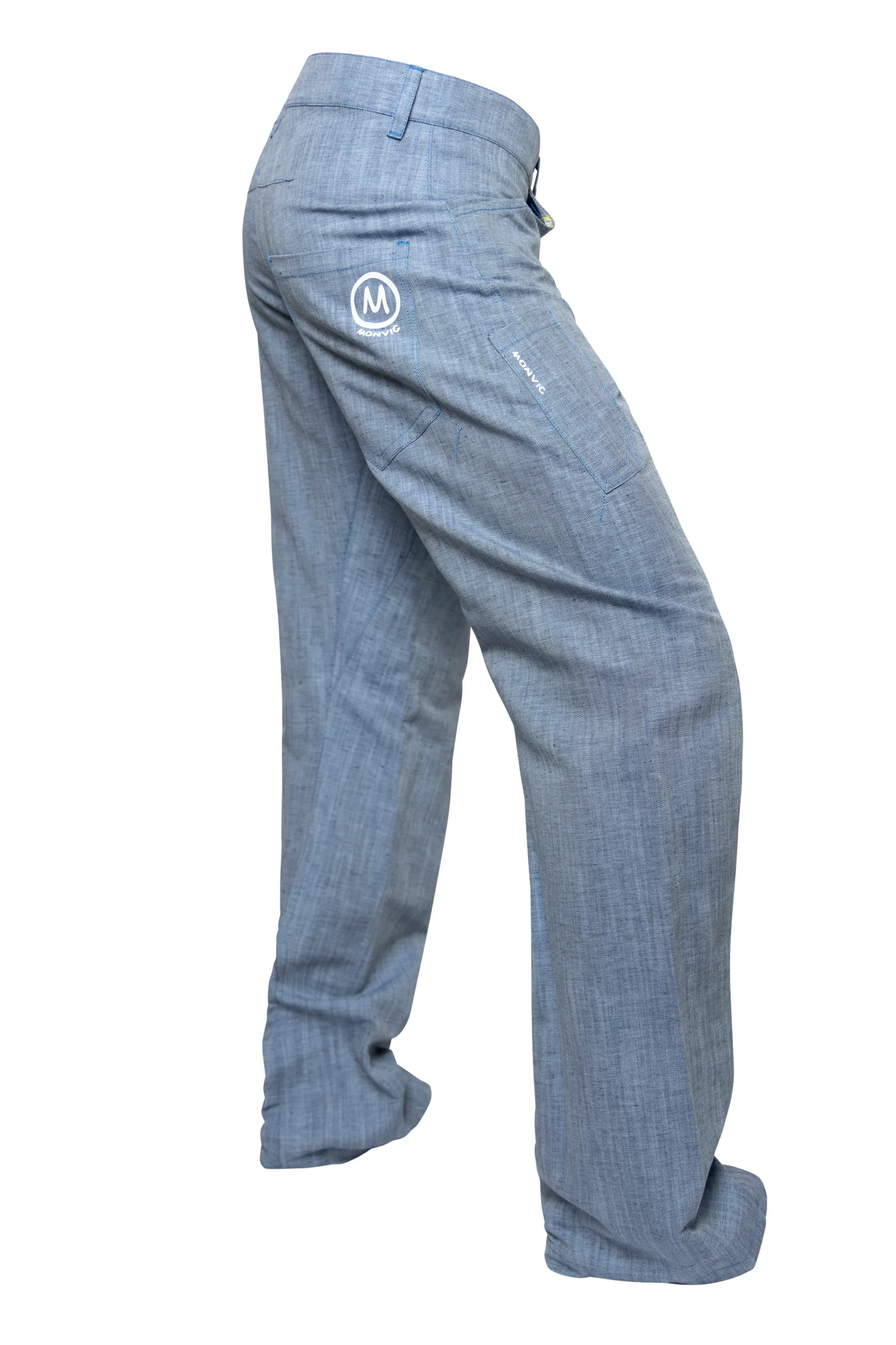 Pantalon homme en denim et lin - bleu ciel GEO MONVIC