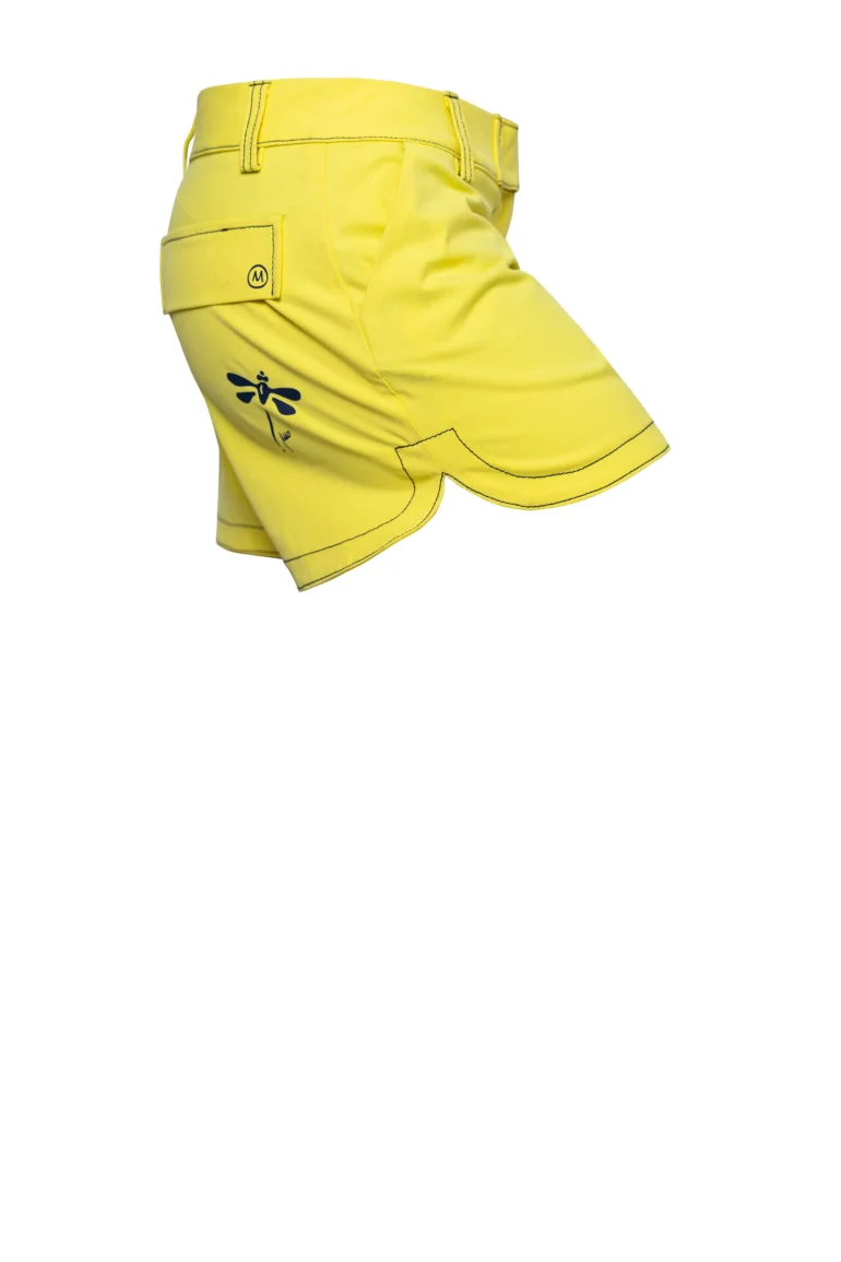 Short d'escalade jaune femme LULLY STEFFY avec libellule pour escalade et loisirs – Monvic