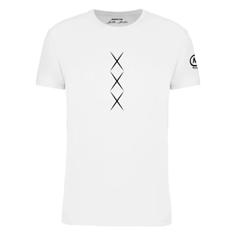 T-shirt XXX cotone organico bianco fronte - HASH MONVIC for Matteo Martari