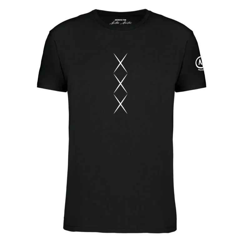 T-shirt XXX - cotone organico nero fronte - HASH MONVIC for Matteo Martari