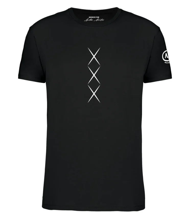 T-shirt XXX - cotone organico nero fronte - HASH MONVIC for Matteo Martari