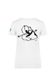 t-shirt arrampicata donna bianco - CUORE DI ROCCIA - SHARON MONVIC retro