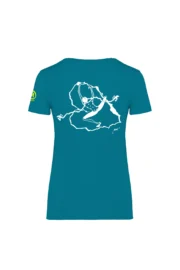 t-shirt arrampicata donna petrolio - CUORE DI ROCCIA - SHARON MONVIC retro