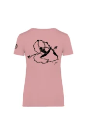 t-shirt arrampicata donna rosa - CUORE DI ROCCIA - SHARON MONVIC retro