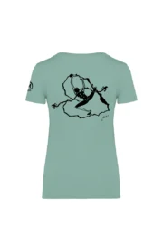 t-shirt arrampicata donna verde salvia - CUORE DI ROCCIA - SHARON MONVIC retro