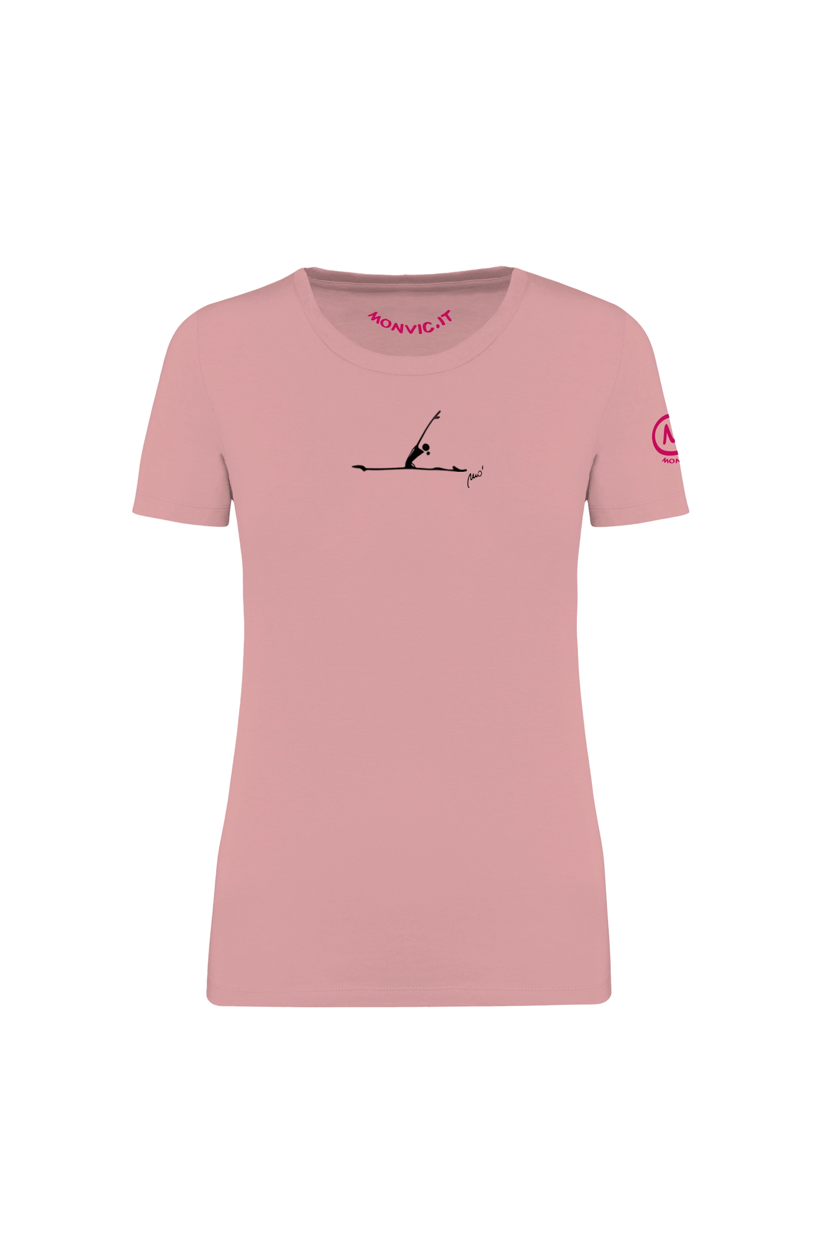 t-shirt gym donna rosa - YOGA - SHARON MONVIC fronte Women’s gym t-shirt "Yoga" SHARON ORGANIC - Image 1