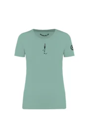 t-shirt gym donna sage - YOGA TREE POSE - SHARON MONVIC fronte
