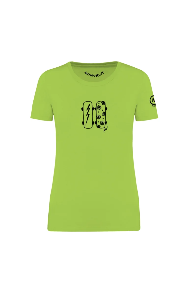 t-shirt skateboard donna lime - TRUE LOVE - SHARON MONVIC fronte