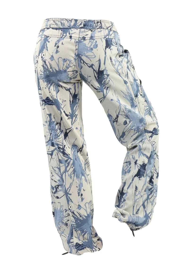 Pantalon d'escalade femme Splash! VIOLET à imprimé abstrait crème et bleu